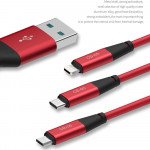 Wholesale Micro V8V9 3A Fast Charge Metal Nylon Woven Aluminum USB Cable 3ft (Red)